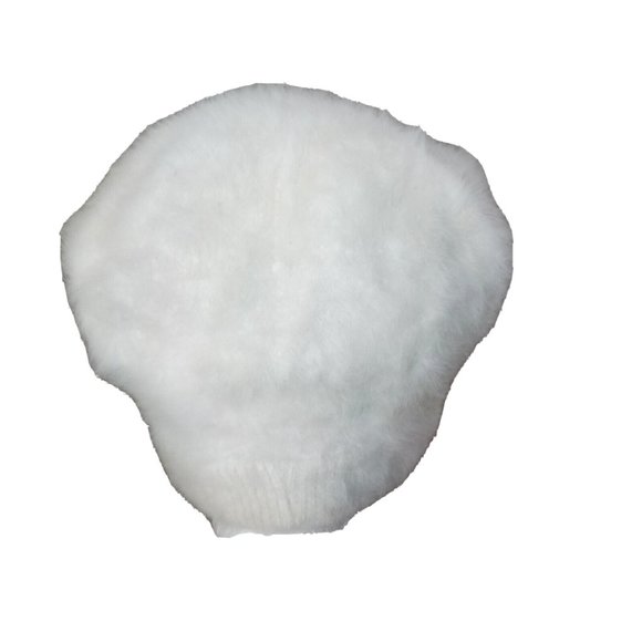 Vintage 100% Angora Fur Hat Beanie Rhinestone Bow Ivory Off White - Picture 3 of 6